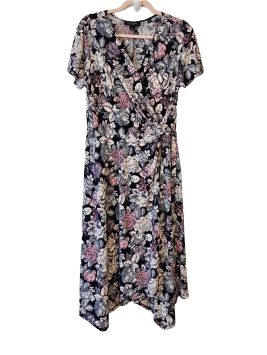 Perceptions New York Dresses & Skirts - Floral Midi Wrap Dress in Blue and Pink